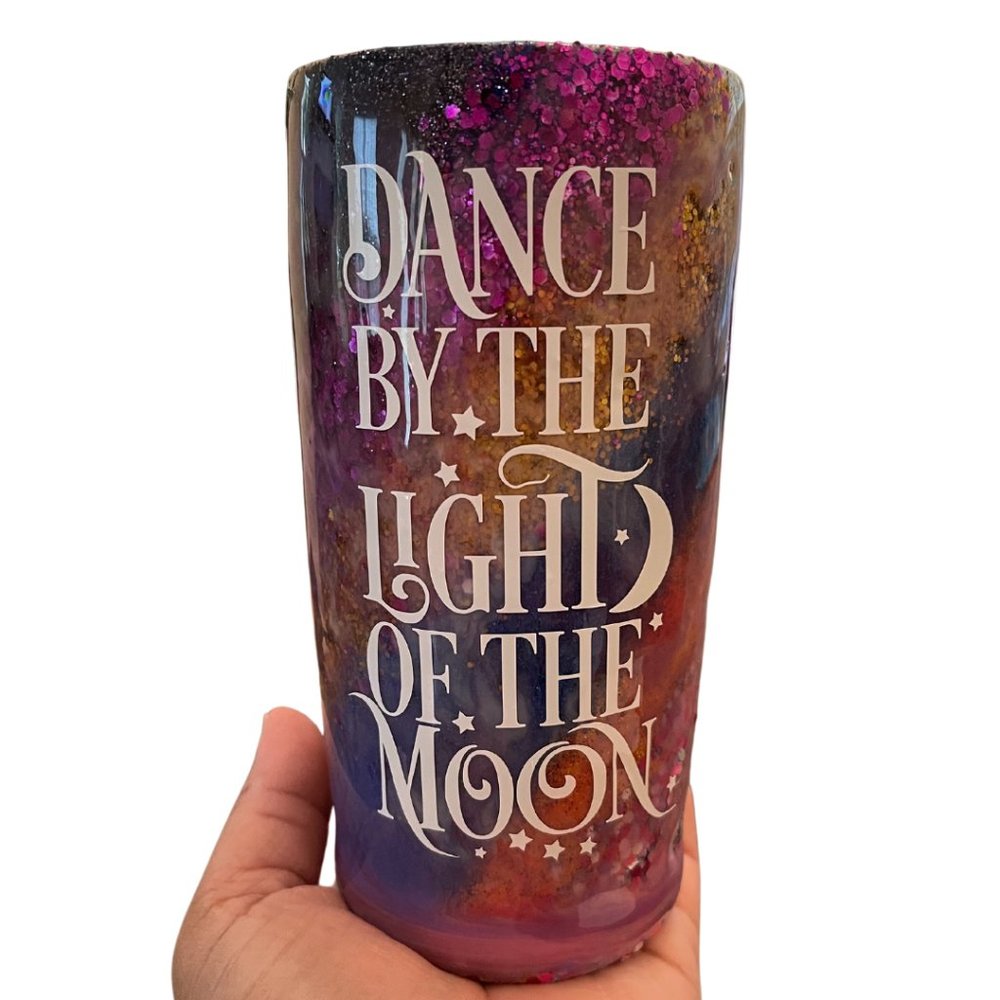 Epoxy insulated stainless steel tumbler hand made metal straw and lead